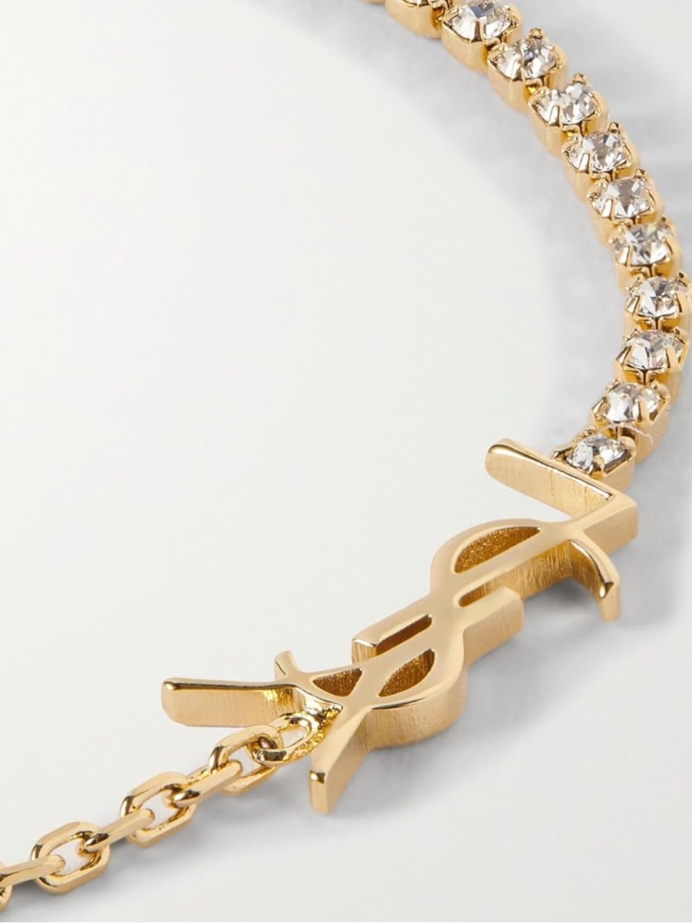 🆕 YSL Gold Logo Tennis Bracelet with Crystal Accents - Picture 4 of 6